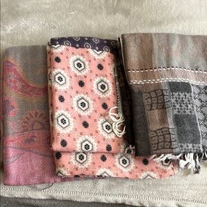 Elegant Pink and Brown Scarves Set